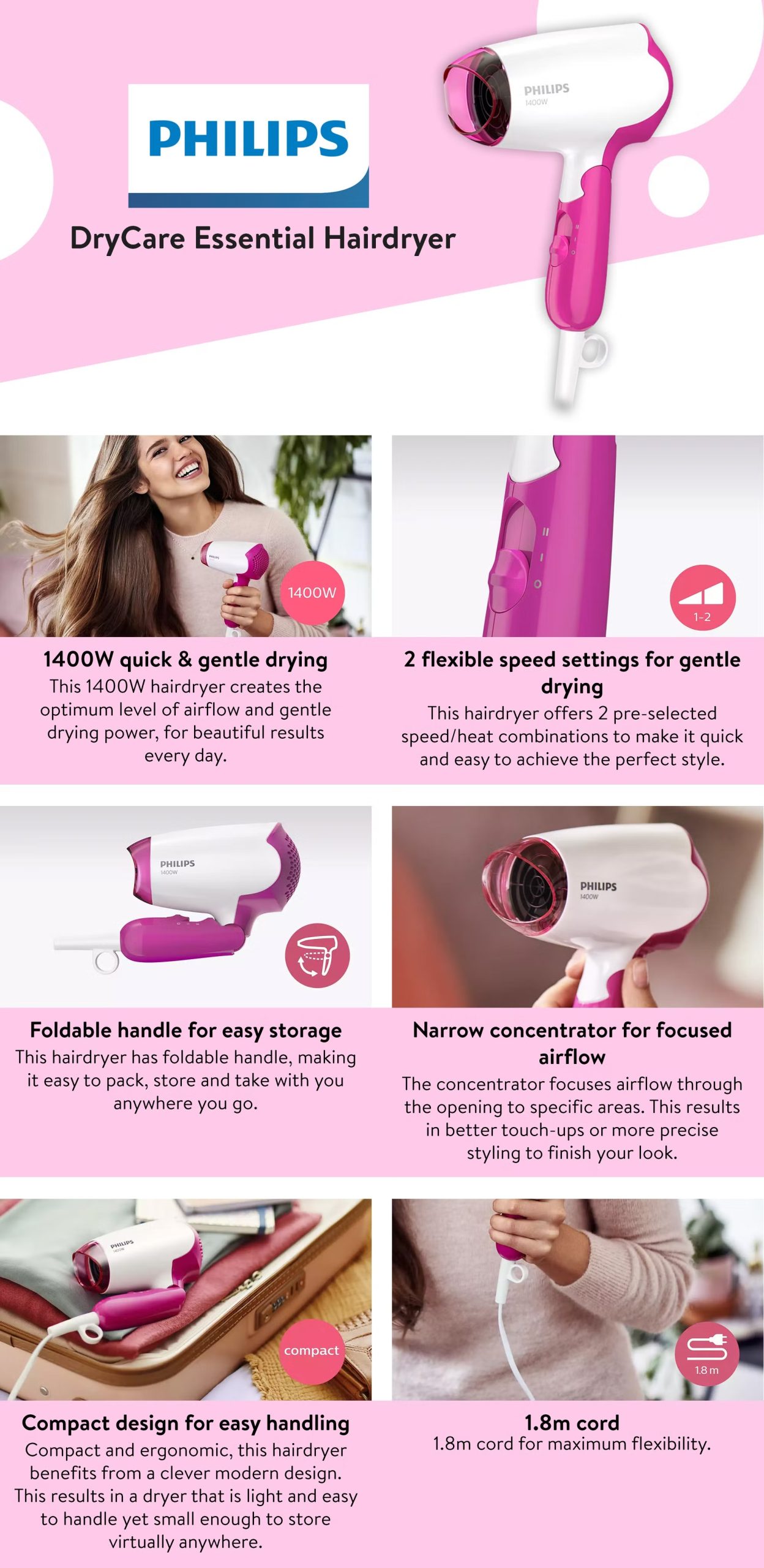 Philips BHD003/03 | Dry Care Essential Hair Dryer