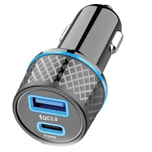 Porodo 45.5W Dual Output Super-Fast Car Charger With Type-C To Lightning Cable - PD-CPDCTL-BK