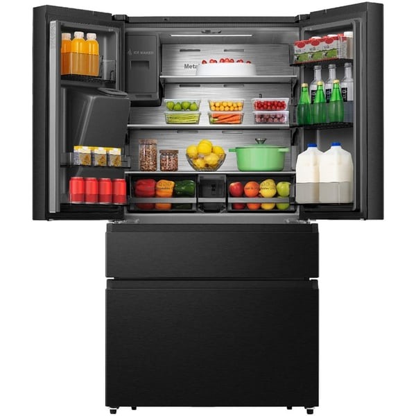 Gorenje Multi Door French Bottom Freezer Refrigerator With Ice Crusher And Water Dispenser, Black - NRM9181FBI