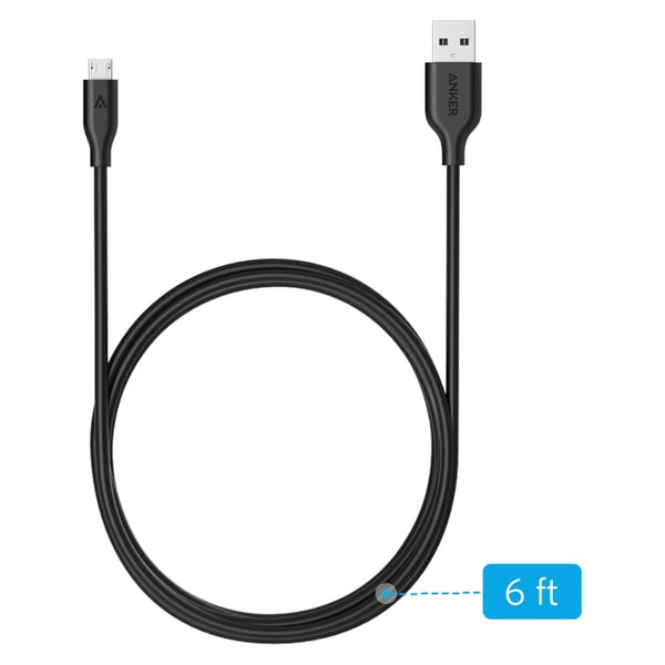 Anker Power Line Plus Micro USB Cable 6FT Black - A8133H12