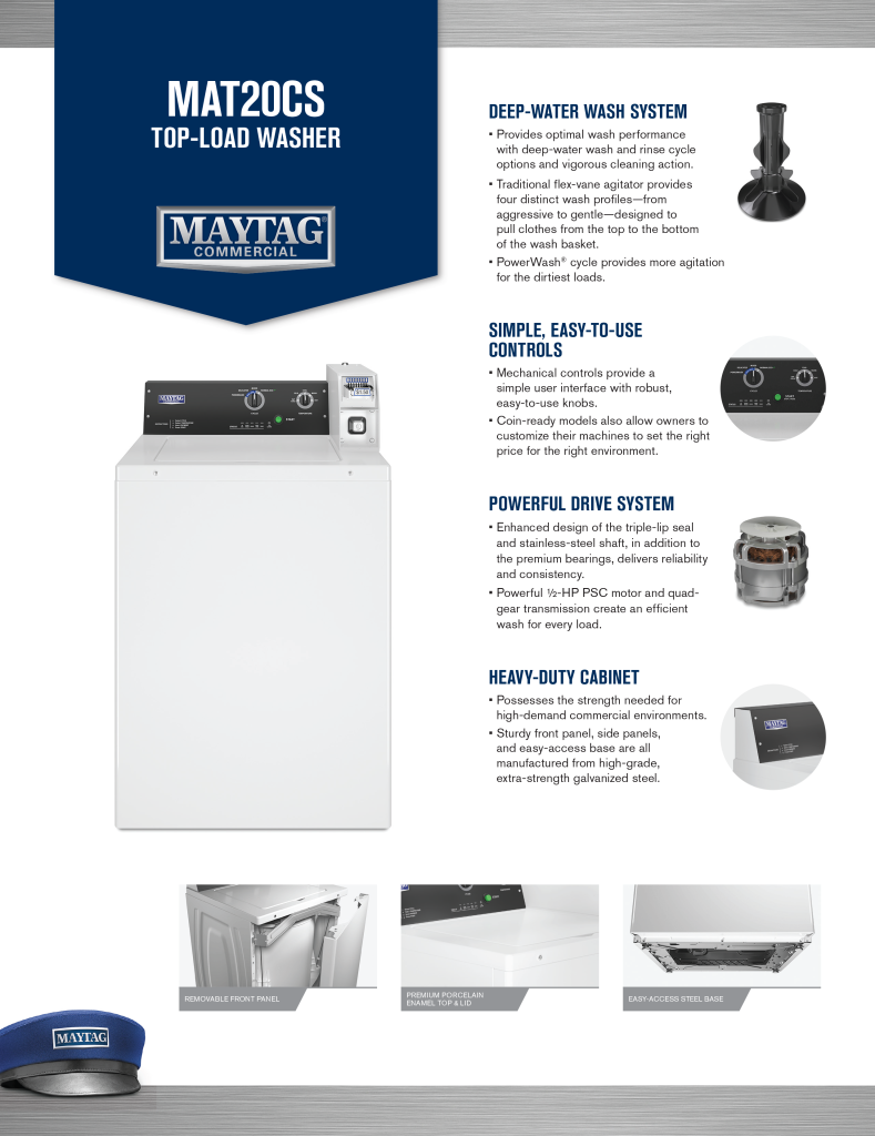 Maytag Commercial TopLoad Washer, Coin SlideReady, White MAT20CSAGW