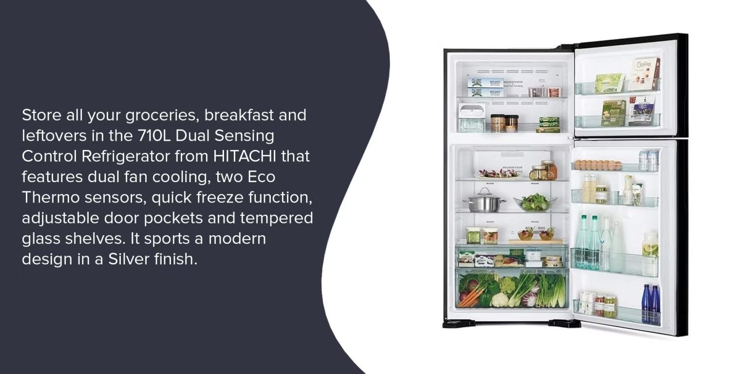HITACHI RV715PUK7KPSV Top Mount Double Door Refrigerator 510L