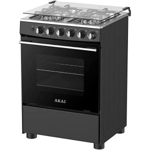 Akai Cooking Range 60X60 4 Gas Burner Full Safety Double Glass Door, Black - CRMA-M66BCFS