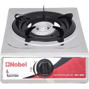 Nobel Single Burner Gas Stove with Auto Ignition, Silver - NGT1001