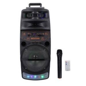 Krypton Rechargeable Portable Speaker with Microphone, Black - KNMS5192