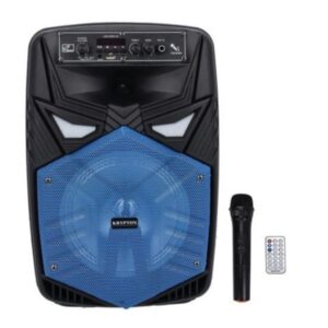 Krypton Rechargeable Portable Speaker with Mic & Remote, Black and Blue - KNMS5395