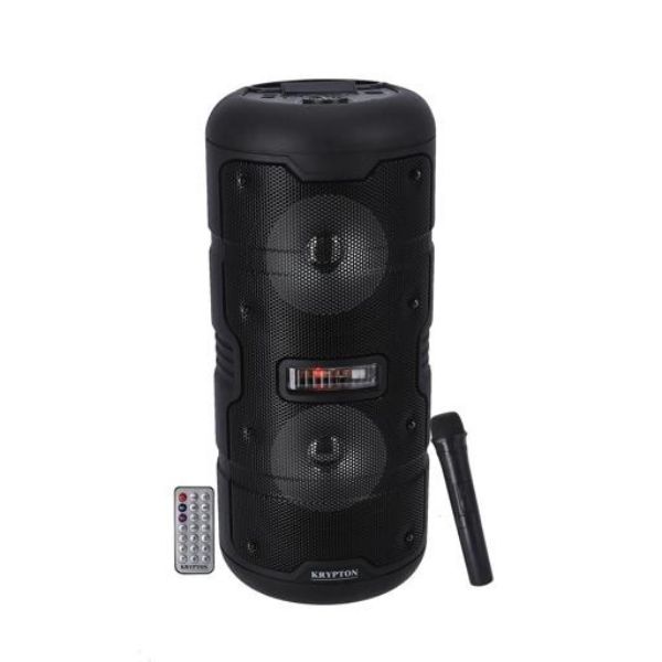Krypton Portable Rechargeable Speaker with Mic and Remote, Black - KNMS5397