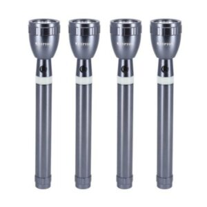 Krypton Rechargeable LED Flashlight Pack of 4 Pcs, Silver - KNFL5167