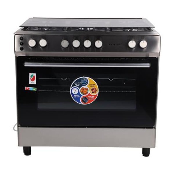 Krypton 90x60 Free Standing Oven, Silver and Black - KNCR6312