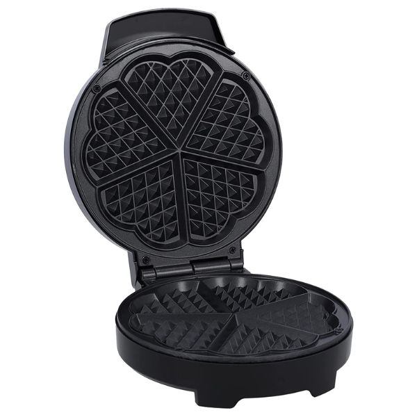 Krypton Heart Waffle Maker, 5 Mini Waffles At One Time, Black and Silver - KNWM6383