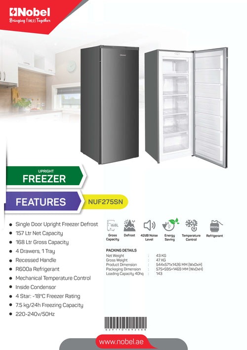 Nobel NUF275SN | Upright Freezer 