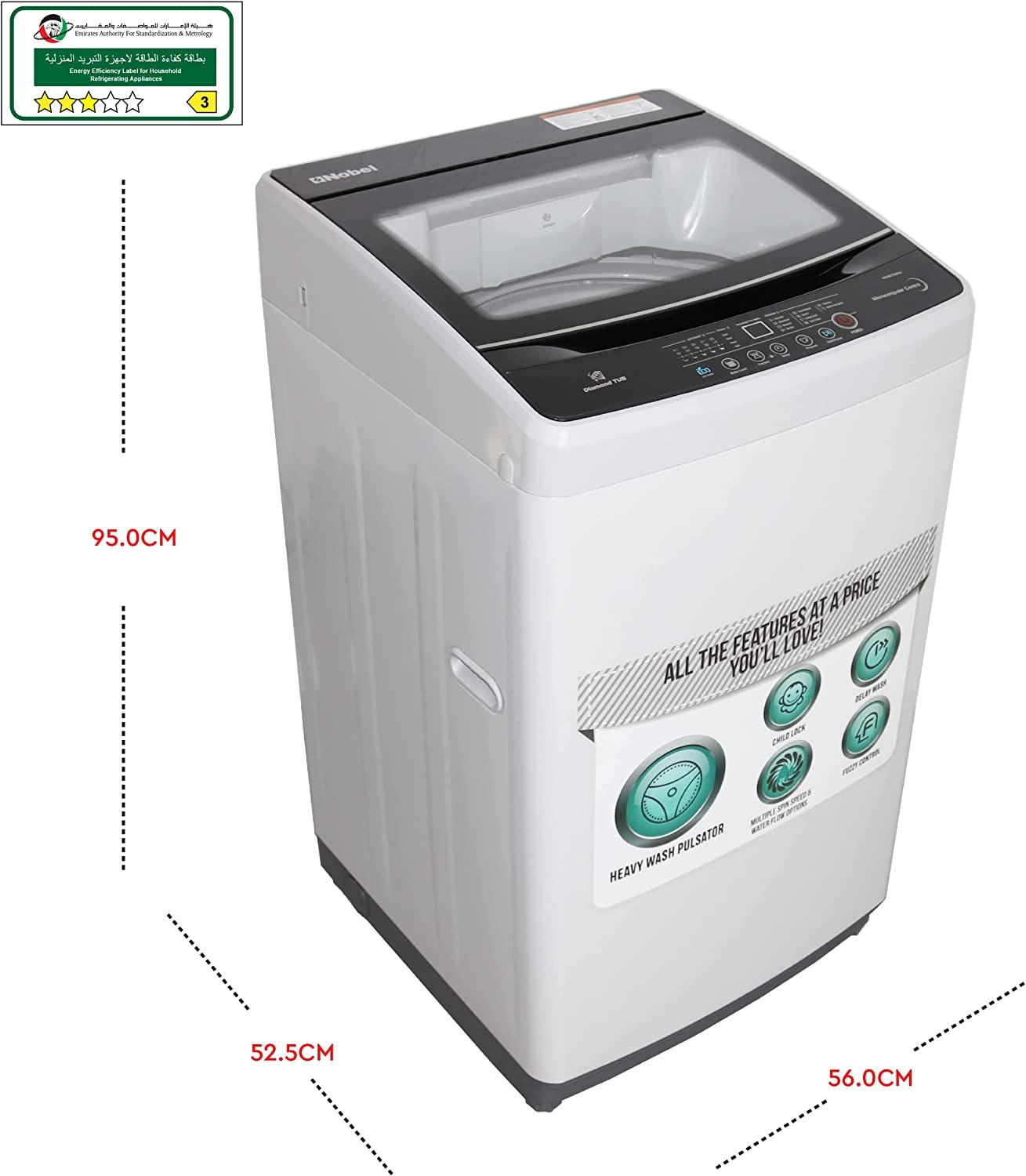 Nobel 7kg Automatic Top Load Washing Machine - NWM750RH