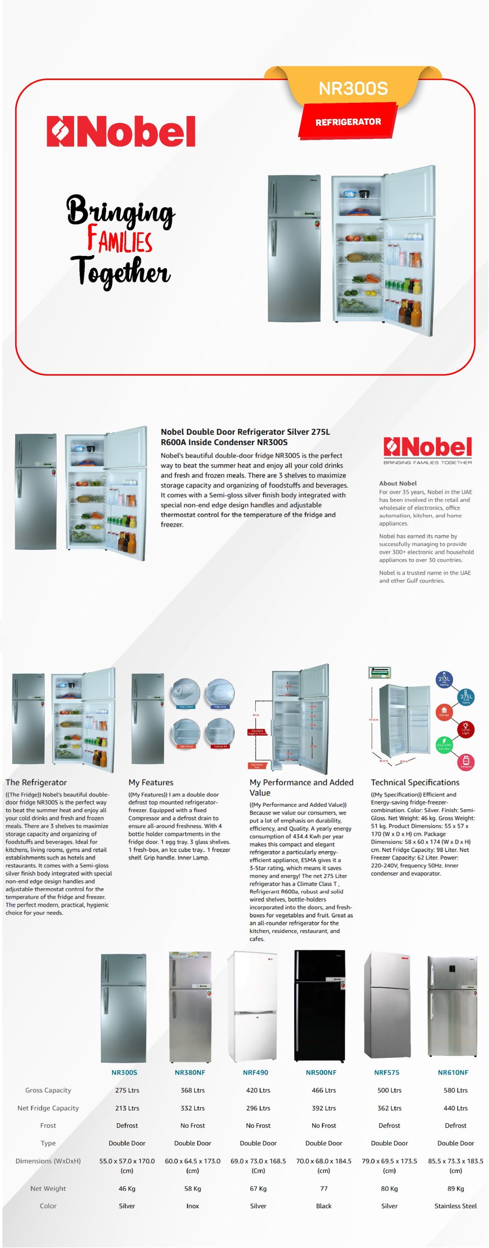 Nobel NR300S |  Double Door Refrigerator 