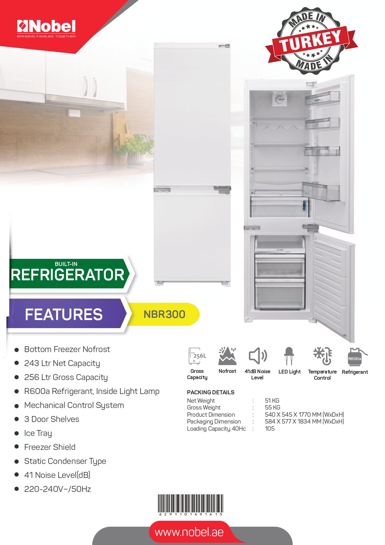 Nobel NBR300 |  Refrigerators 256 Litres