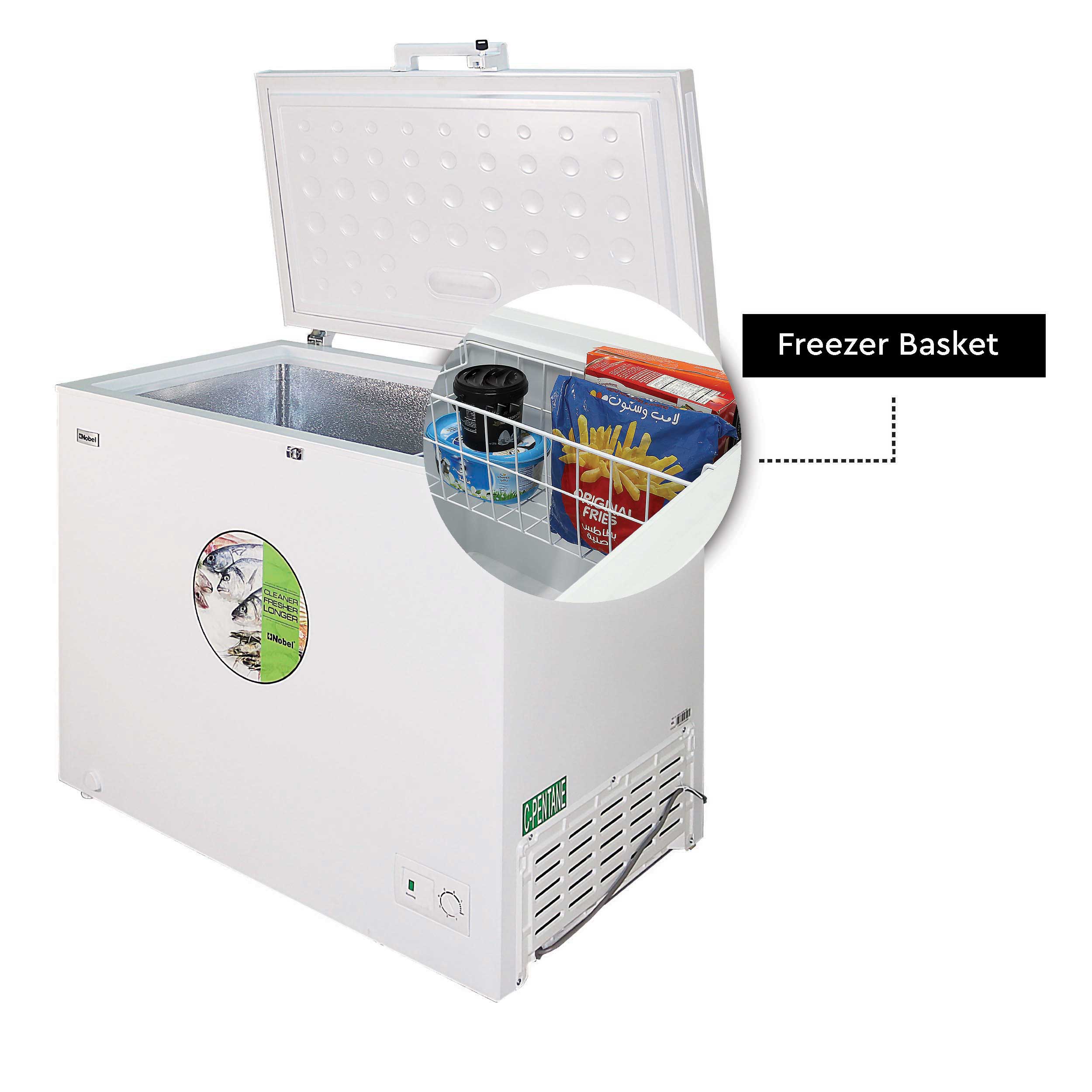 Nobel Chest Freezer 251 Litres, White - NCF300