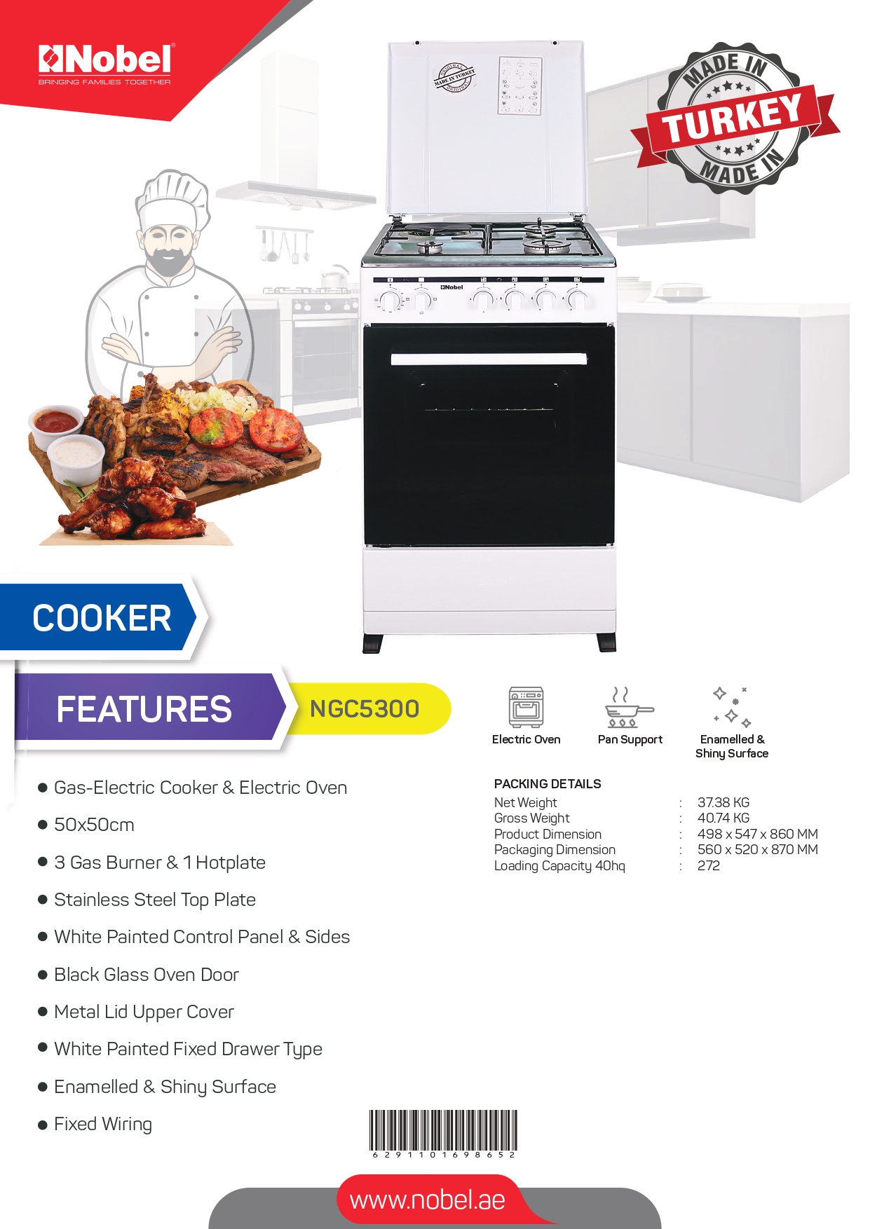 Nobel NGC5300S | Gas & Electric Cooker