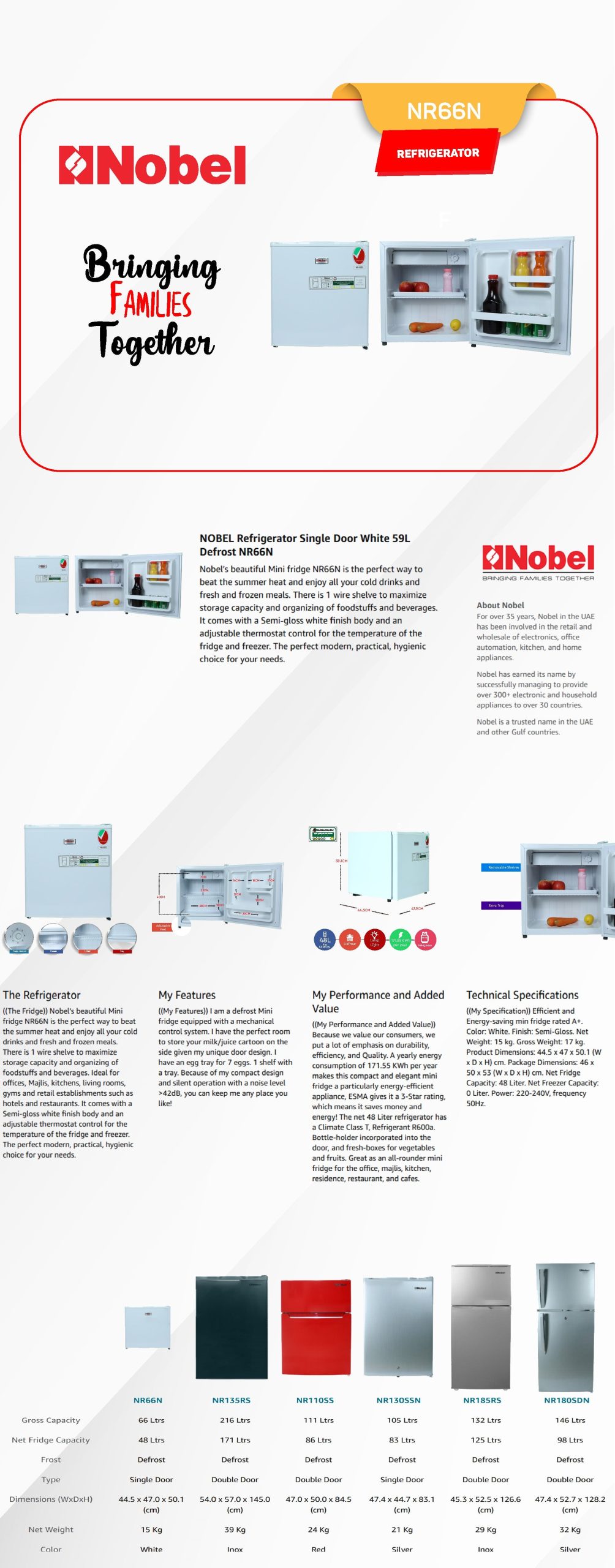 Nobel NR66N | Single Door Refrigerator 59