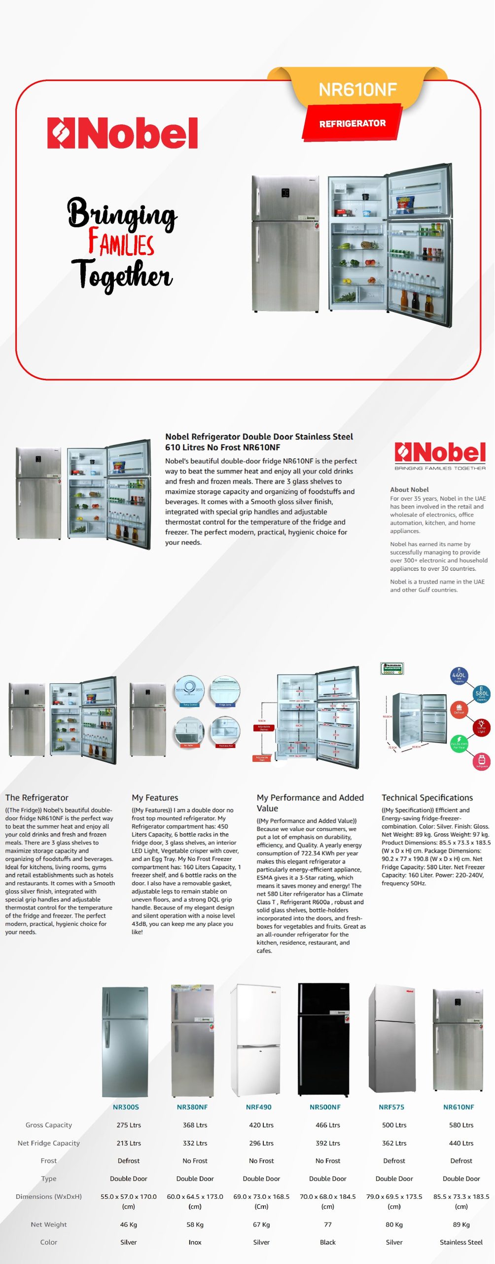 Nobel NR610NF |  Double Door Refrigerator 