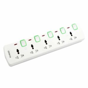 Khind 5 Way Bs Extension 3m (Fireproof), Neon Light, With Individual Switch, Universal Socket - ES8153MR