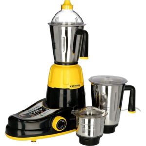 Krypton Stainless Steel Mixer Grinder 3 in 1, Black and Yellow - KNB6206