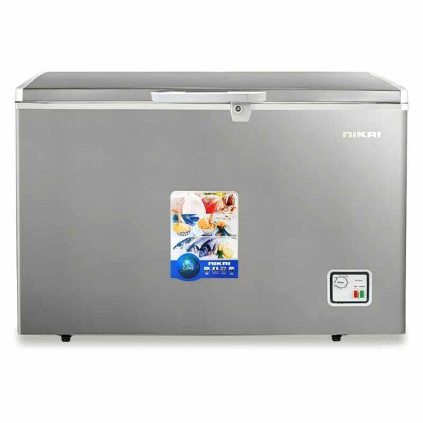 Nikai Chest Freezer- 340 Gross Capacity, White Interior, Silver Body - NCF340N7S