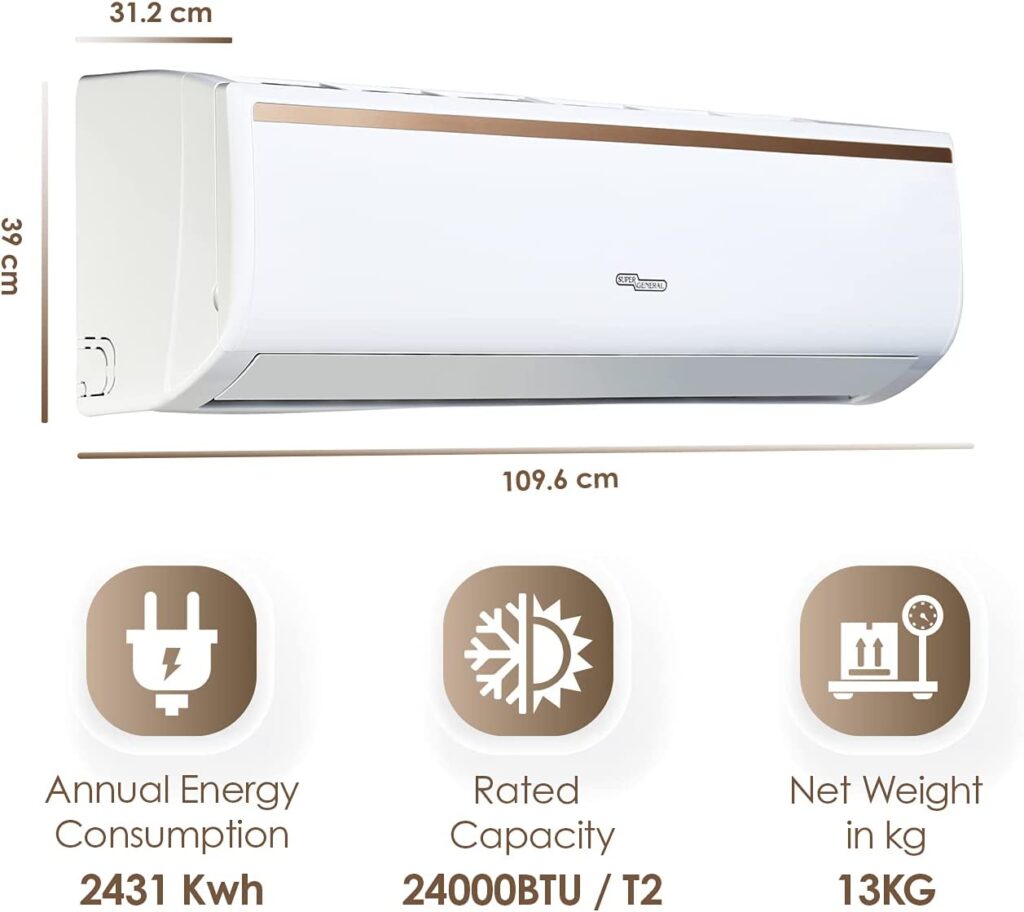 Super General 2 Ton Split Air Conditioner, 24000 BTU - SGS249KE