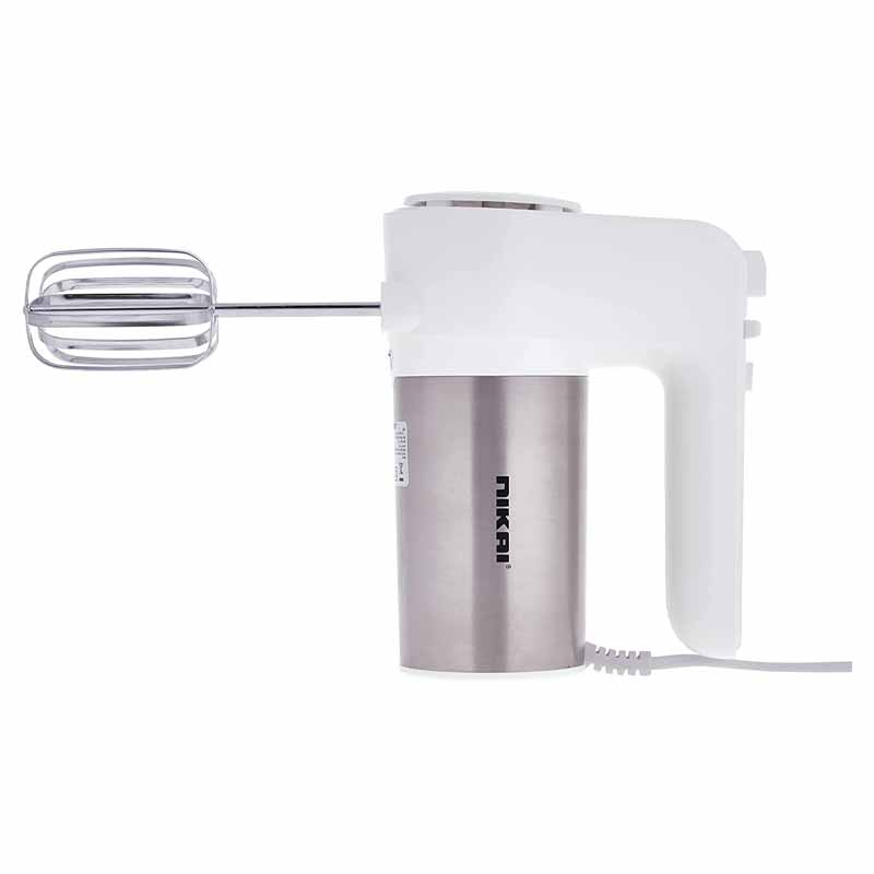 Nikai 300W Hand Mixer with 2 Beaters and 2 Hooks, White/Silver - NH787T2