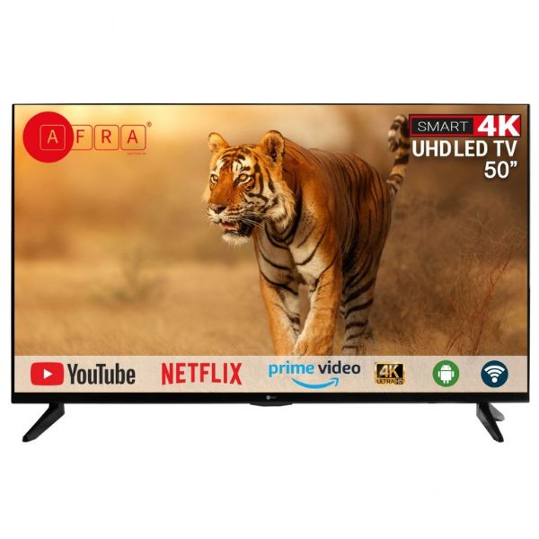 Afra 50 Inch 4K UHD LED Smart Television, Black - AF-50114KBK