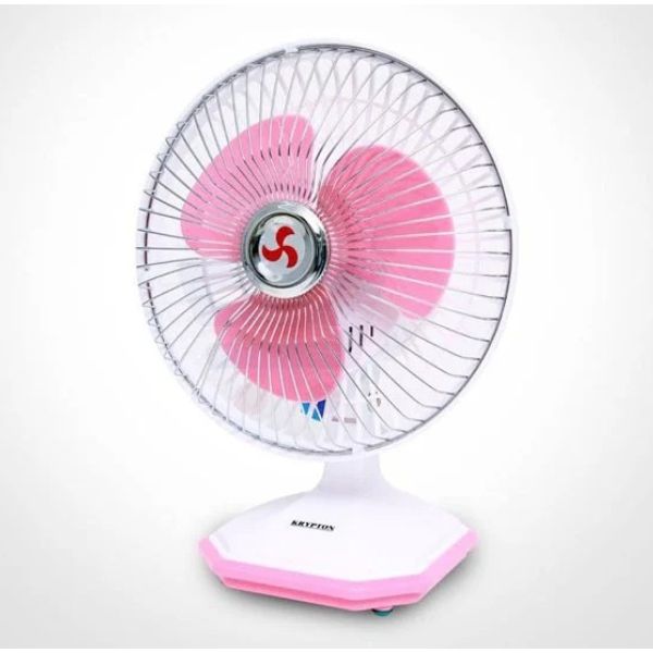 Krypton 20W 6 Inch Table Fan Mini Portable Cooling Fan, White and Pink - KNF6036