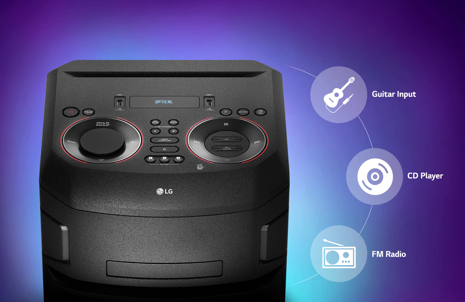 LG XBOOM 500W One Body Speaker with Super Bass Boost, Karaoke & DJ Function - ON7
