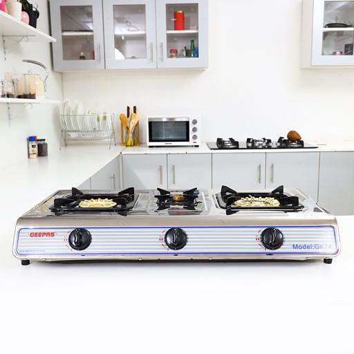 Geepas Stainless Steel Gas Cooker with 3 Burners - GK74