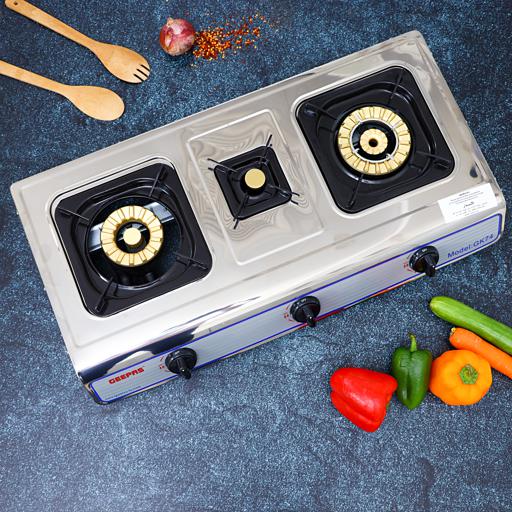 Geepas Stainless Steel Gas Cooker with 3 Burners - GK74