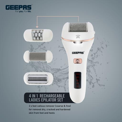Geepas 4-in-1 Rechargeable Epilator, 2 Speed Setting - GLS86059