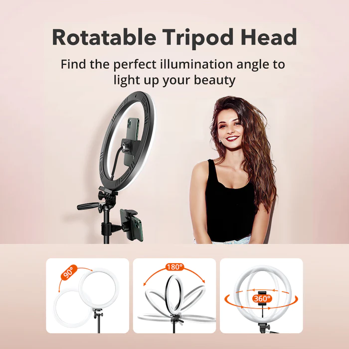 RavPower 12'' Ring Light with 78'' Tripod Stand, Dimmable LED Light Outer 6500K - TT-CL027