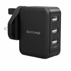 RavPower 30W 3 Port Wall Charger UK، Black - PC020.BK