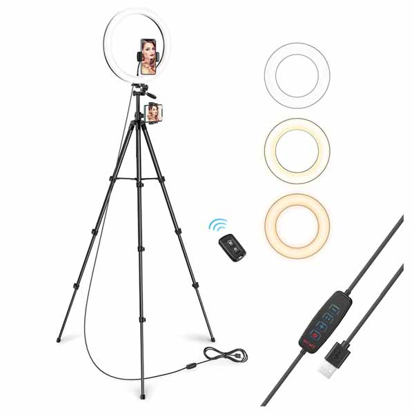 RavPower 12'' Ring Light with 78'' Tripod Stand, Dimmable LED Light Outer 6500K - TT-CL027