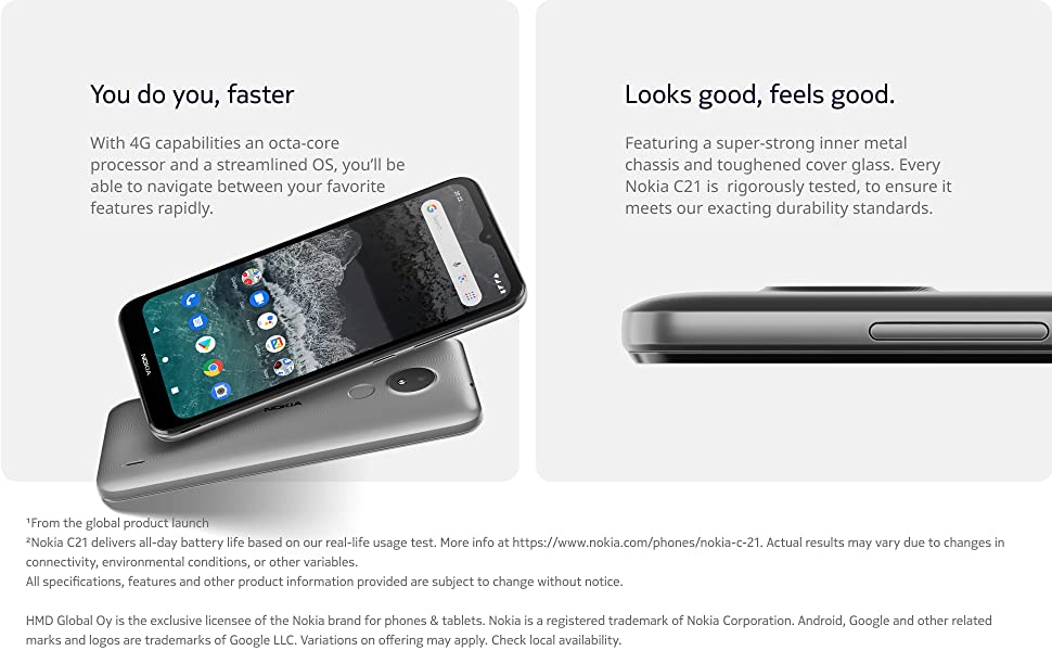 Nokia C21 Smartphone, Dual Sim, 2 GB RAM, 32 GB Memory, 6.5" Screen - TA-1352