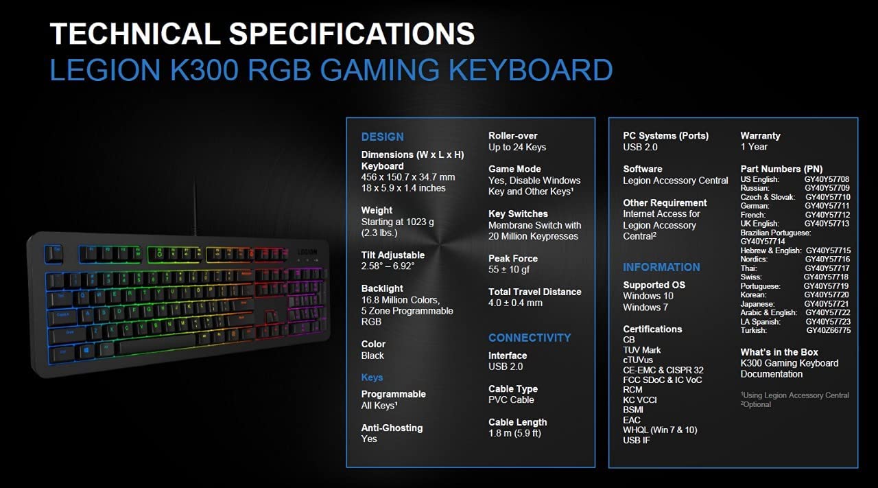 Lenovo GY40Y57713 |  Gaming Keyboard