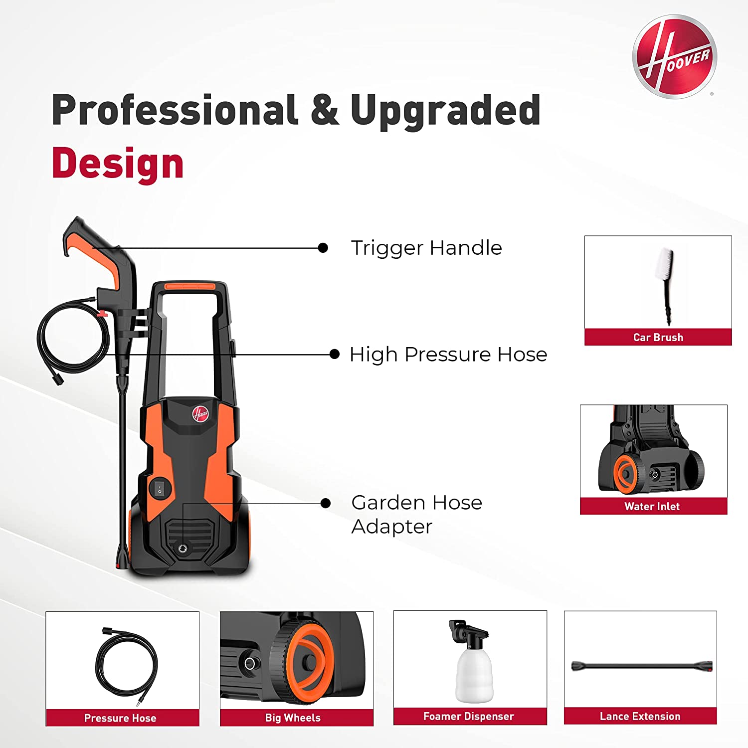 Hoover Pressure Washer 2200W 140 Bars With 7 Accessories - HPW-M2214