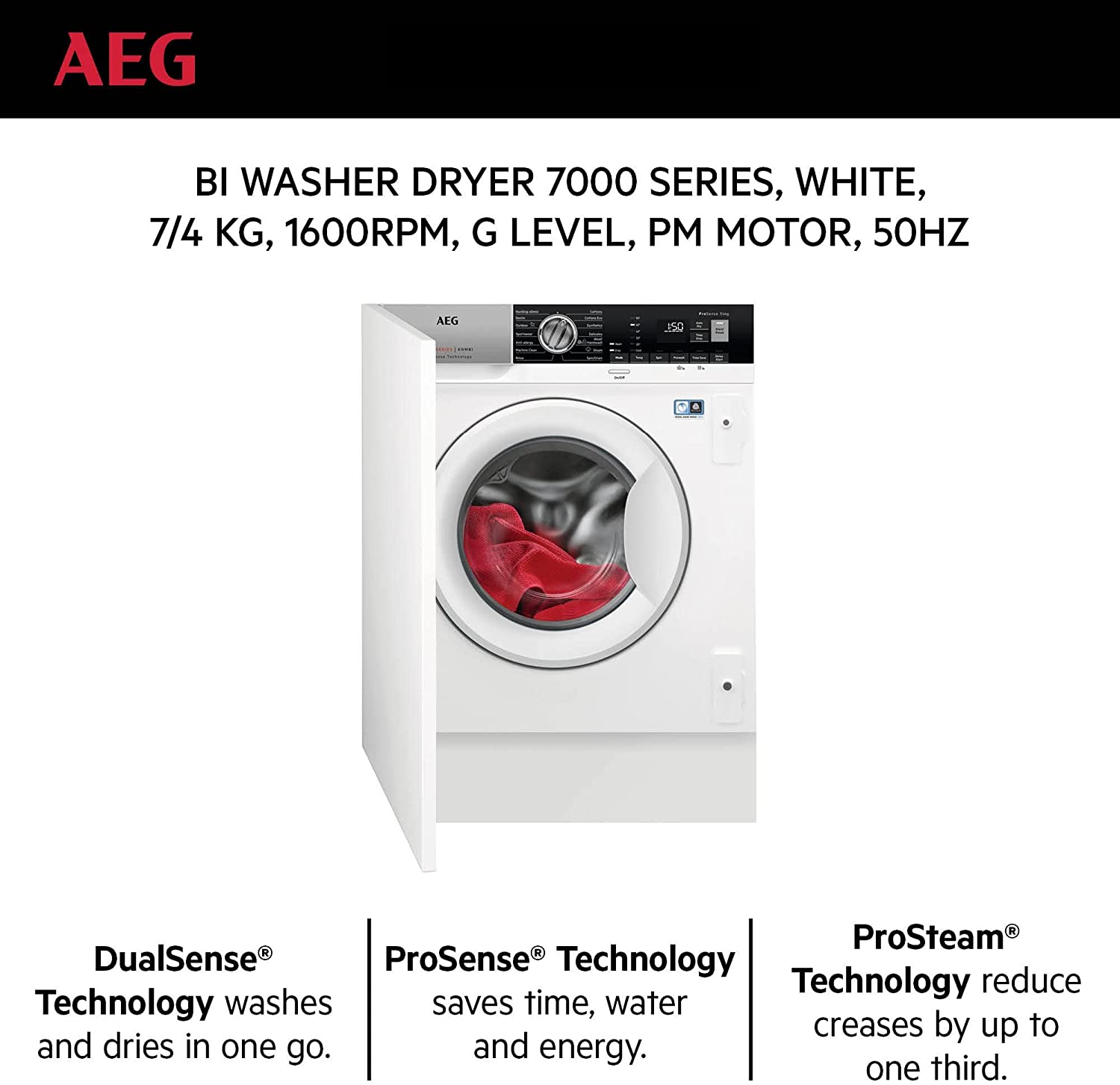 AEG LWX7G7634FB | Washer Dryer 7 kg / 4kg 