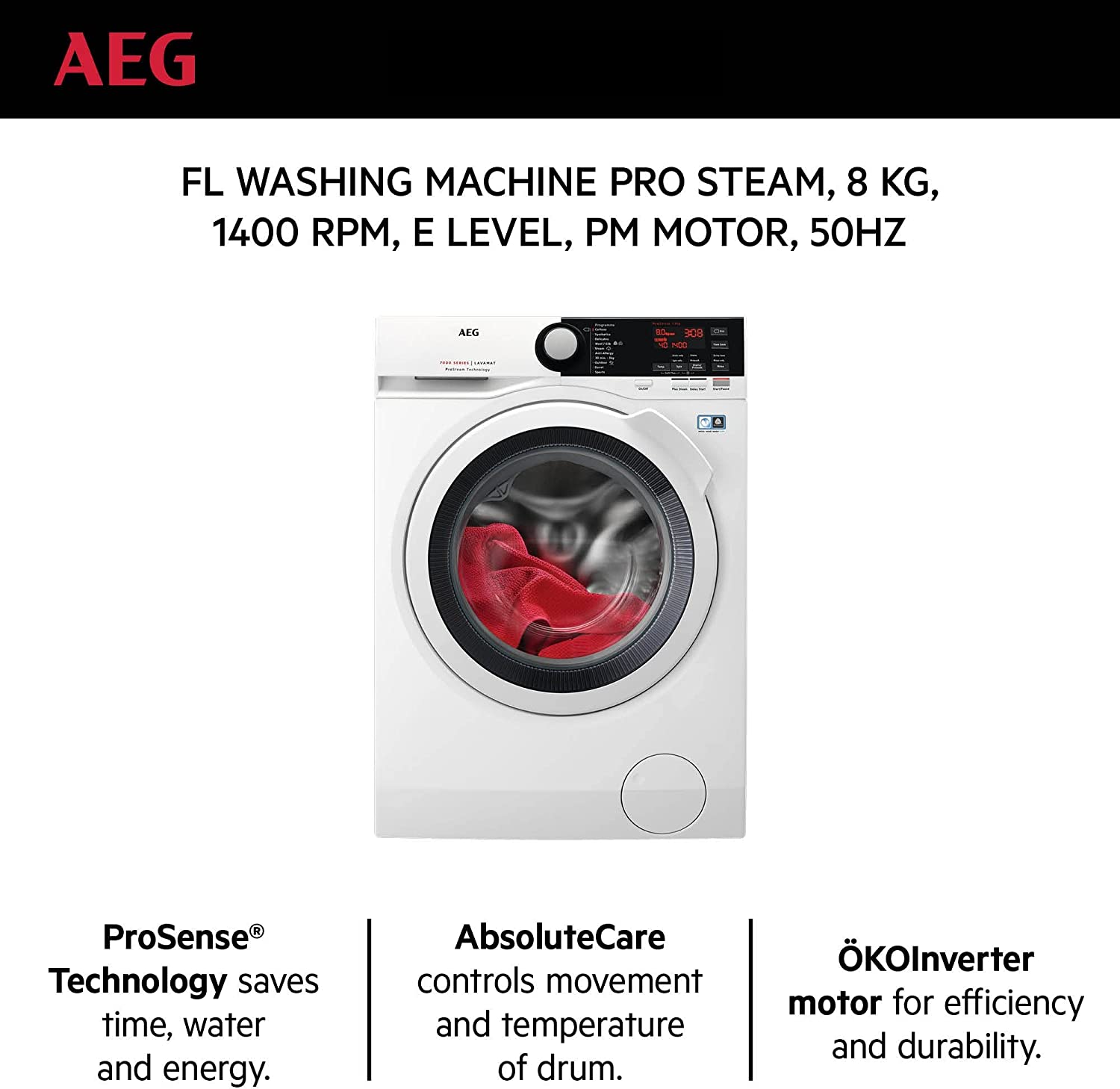 AEG LFB7E8431B |  Washing Machine Front Load
