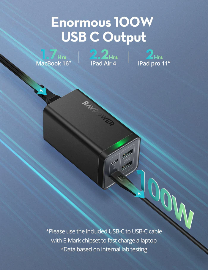 RavPower 120W 4-Port Desktop USB Charging Station - PC146