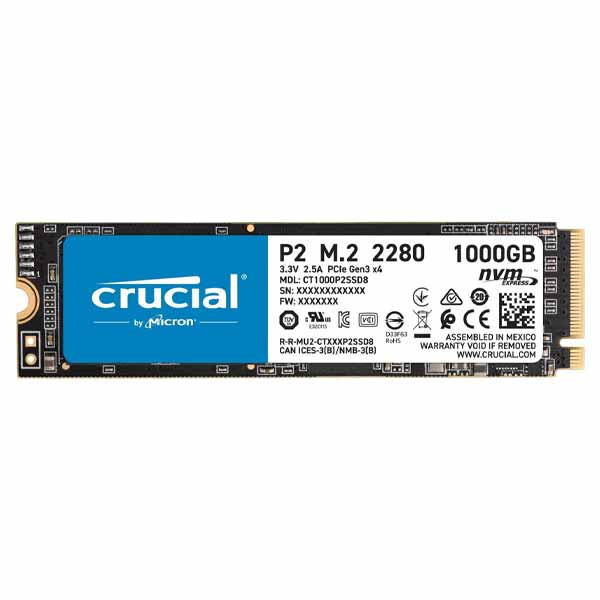 Crucial P2 1TB 3D NAND NVMe PCIe M.2 SSD, Up to 2400MBPS reading speed, Black - CT1000P2SSD8