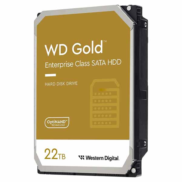 Western Digital 22TB WD Gold Enterprise Class SATA Internal Hard Drive, 7200 RPM, SATA 6 Gb/s, 512 MB Cache, 3.5" - WD221KRYZ