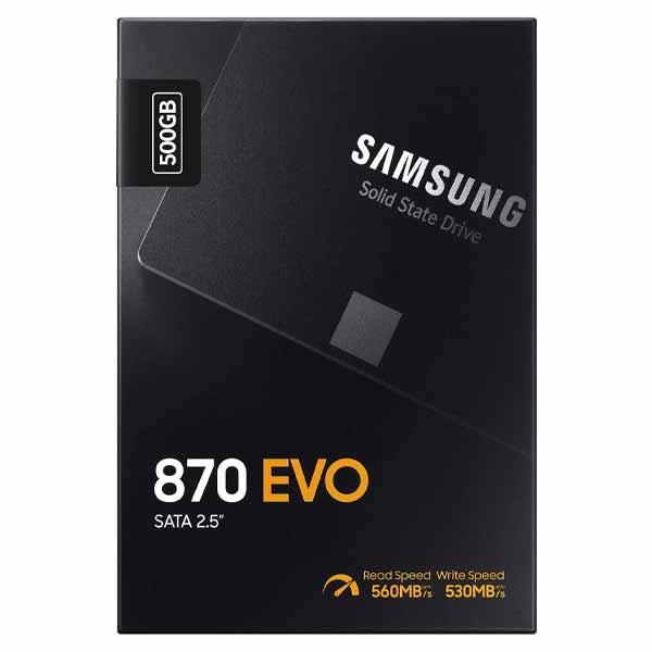 SAMSUNG SSD 870 EVO, 500 GB, Form Factor 2.5”, Intelligent Turbo Write, Magician 6 Software, Black - MZ-77E500B/EU