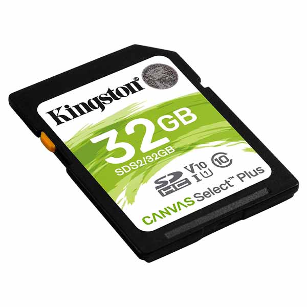 Kingston 32GB SDHC Canvas Select Plus 100MB/s Read Class 10 UHS-I U1 V10 Memory Card - SDS2/32GB