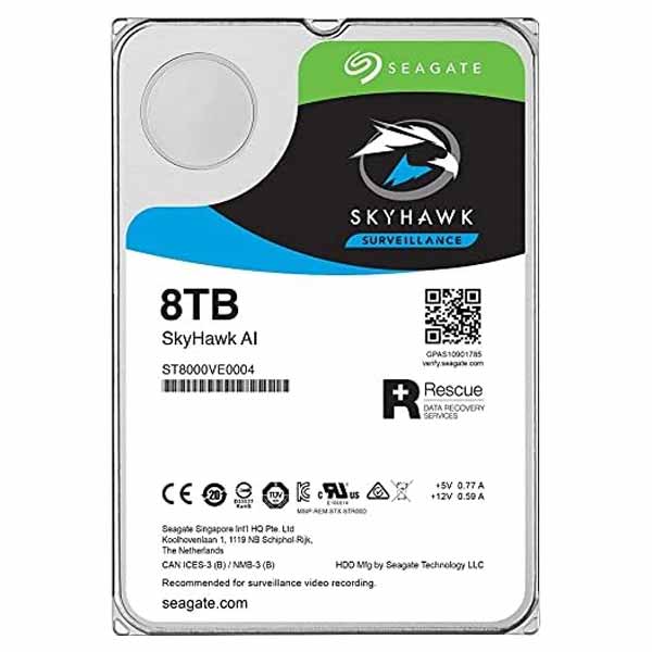 Seagate Skyhawk AI, 8TB, Video Internal Hard Drive, 3.5", SATA, 6Gb/s - ST8000VE001