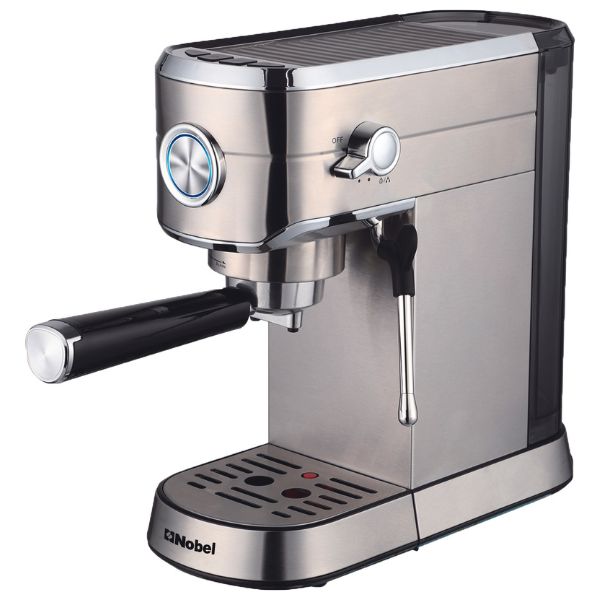 Nobel Coffee Machine 1 L Capacity with 15-Bar Professional Pressure, Silver - NCM15