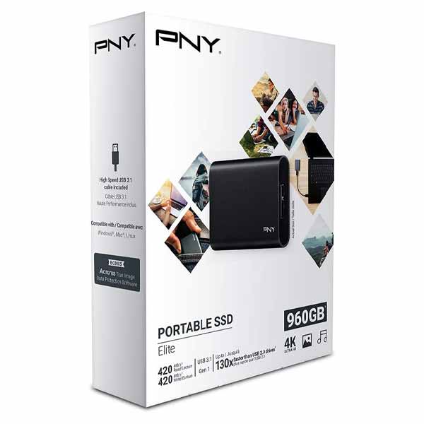 PNY Technologies ELITE 960GB Portable SSD, USB 3.0 - PSD1CS1050-960-FFS
