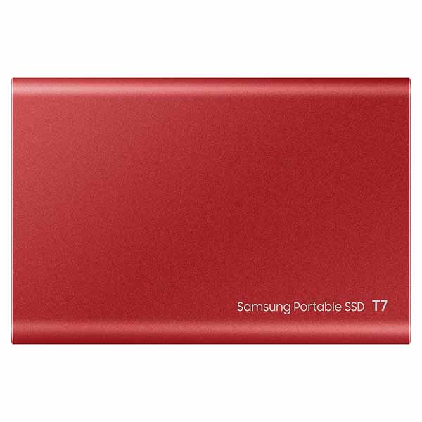 Samsung T7 Portable SSD, 500 GB, USB 3.2 Gen.2, Metallic Red - MU-PC500R/WW